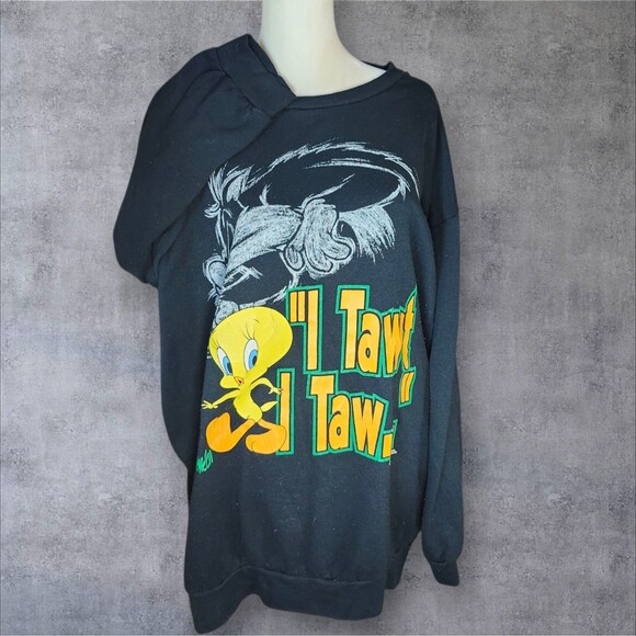 Vintage 1996 Looney Tunes Tweety & Sylvester Halloween Sweatshirt XL Unisex - Picture 2 of 12